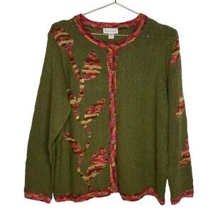 Northern Isles II Womens Size 0X Green Button Up Cardigan‎ Sweater Silk Blend